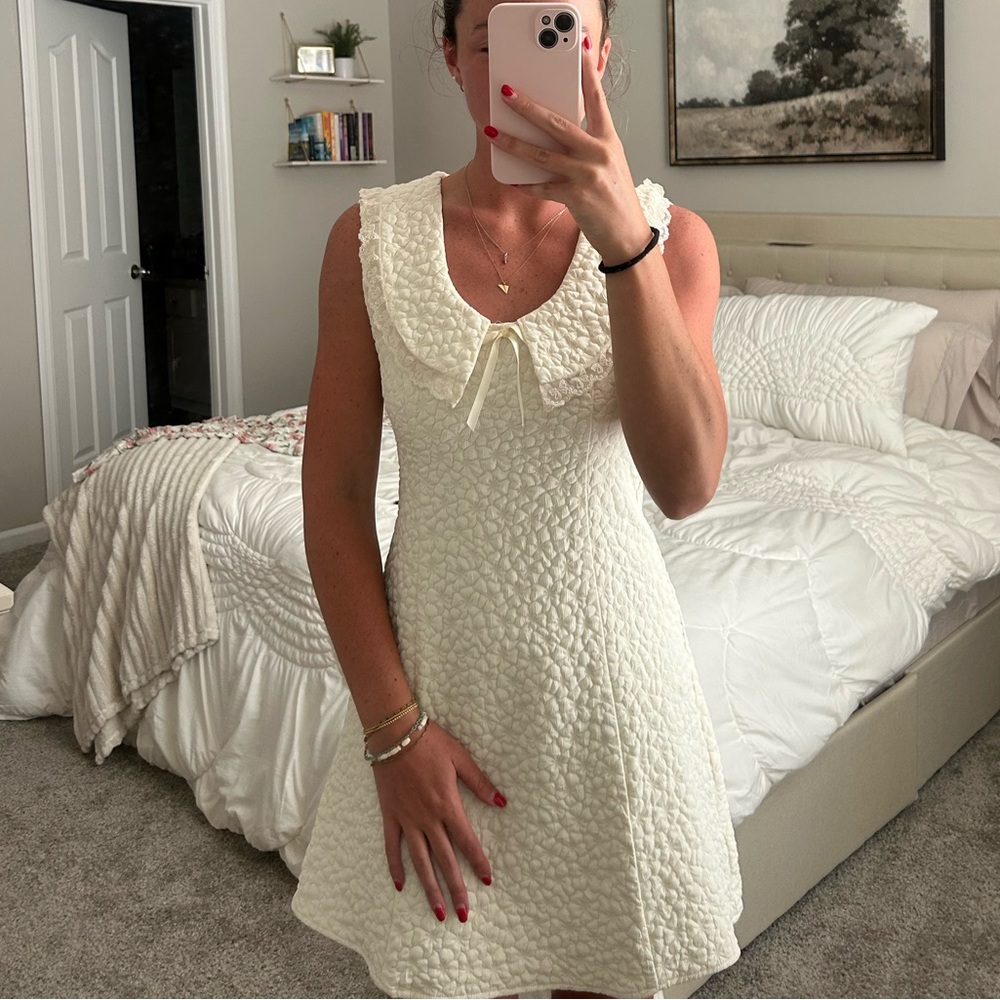 Charming Cream Textured Mini Dress
